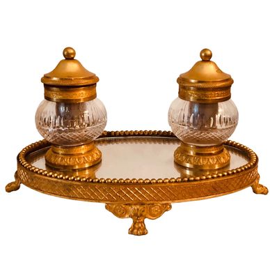 French Bronze Doré Inkwell 