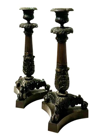 Bronze French Early Empire Candlesticks 