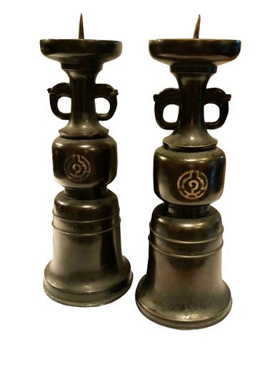 English Antique Victorian Brass Candlestick Holder Pair 9 – Olde