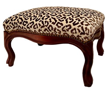 Reupholstering tiger print foot stools - Diana Elizabeth