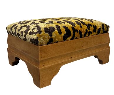 Reupholstering tiger print foot stools - Diana Elizabeth