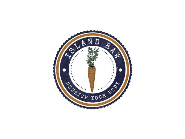 Logo with carrot and text Island Raw Nourish Your Body.