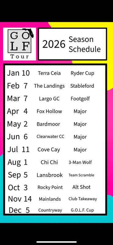 The 2026 G.O.L.F. Tour schedule 