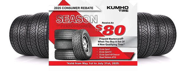 Kumho Rebate Summer 2025 — offer ends July 31, 2025