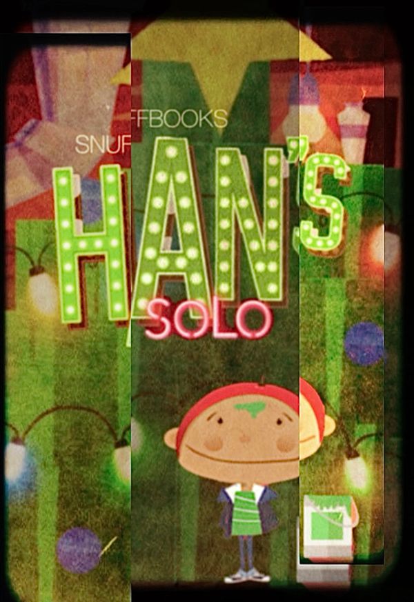 Animated poster with 'HAN'S solo' and a cartoon character wearing a red hat.