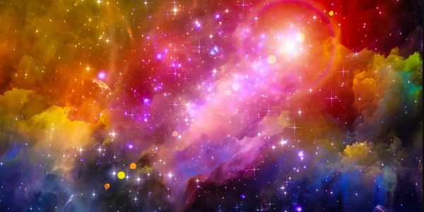 a rainbow coloured picture of a nebula in the galaxy