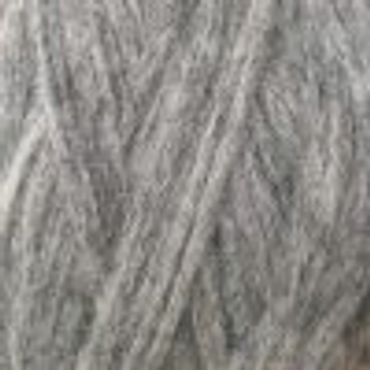 Close-up of gray knitting yarn with soft texture.