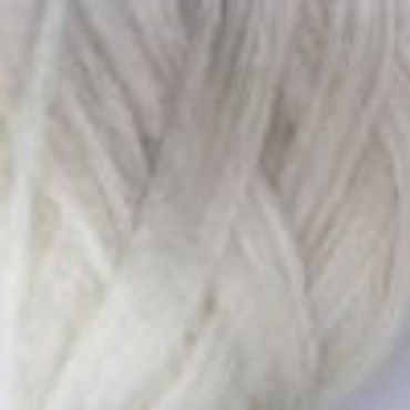Close-up of soft white yarn fibers intertwined.