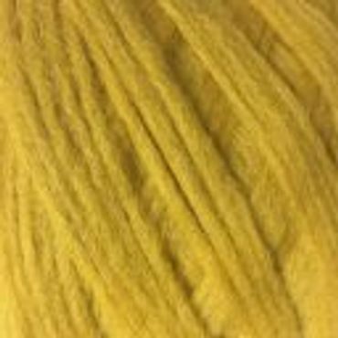 Close-up of yellow wool fibers showing texture and strands.