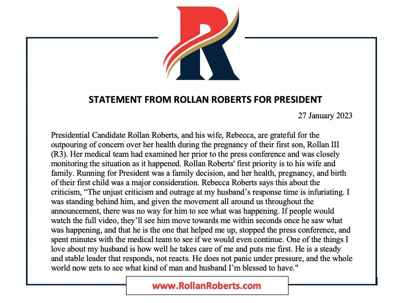 Rollan Roberts for President Campaign Statement