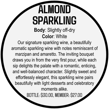 Our signature sparkling wine aromatic sparkling wine with notes reminiscent of marzipan and amaretto