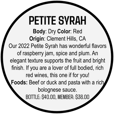 Petite Syrah has wonderful flavors of raspberry jam, spice and plum