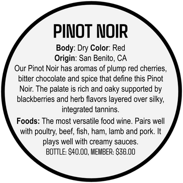  Pinot Noir has aromas of plump red cherries bitter chocolate and spice that define this Pinot Noir.