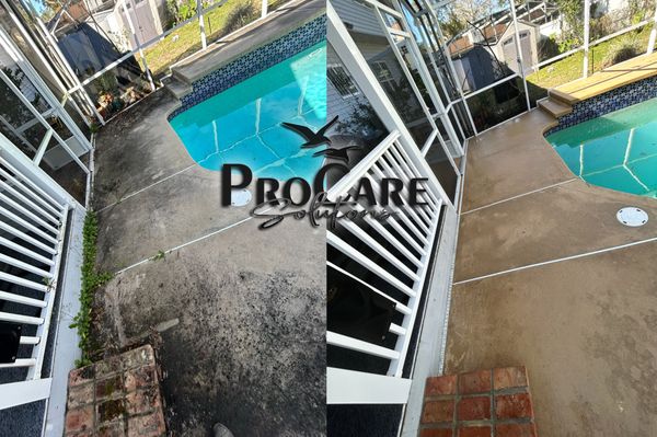Pressure washing in Plantation Bay, restoring driveways, sidewalks, and patios to new condition.