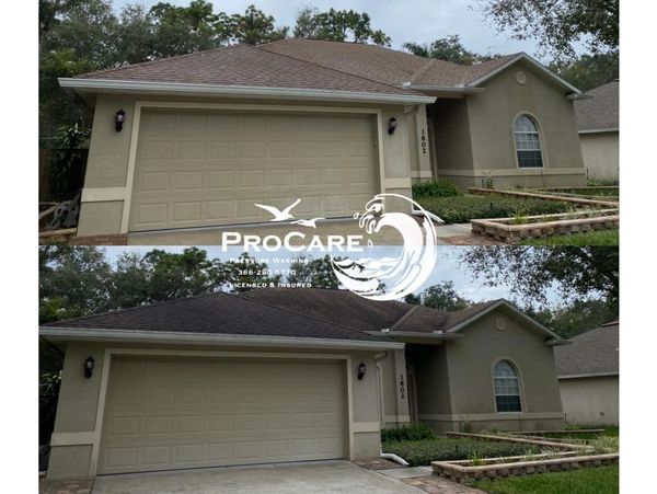 Soft wash roof cleaning in Daytona Beach for stain free shingles