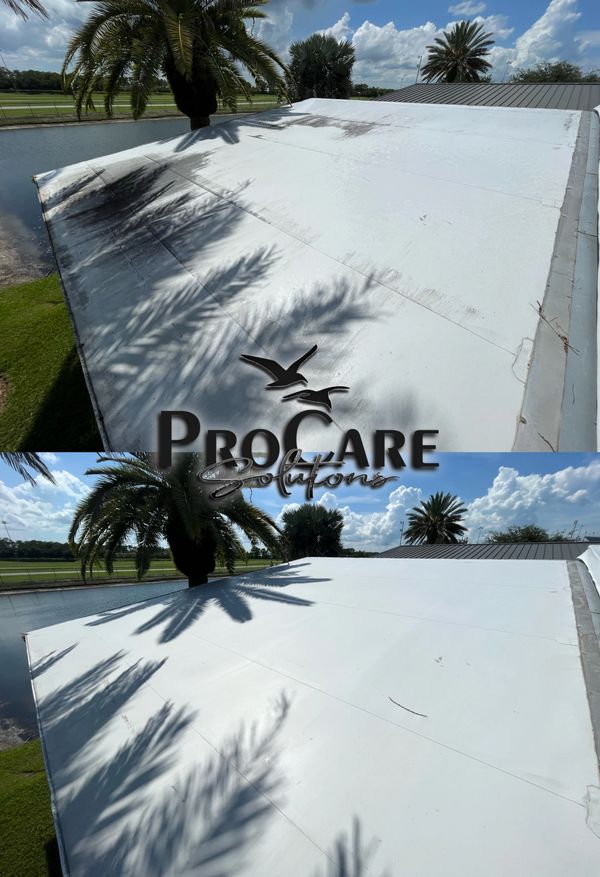 Soft wash roof cleaning in Daytona Beach for stain-free shingles.