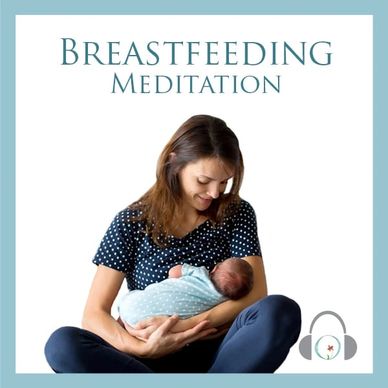 A young brunette white woman in a polka ot shirt breastfeeding a baby in a light blue onesie.