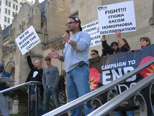 AIDS activist Bob Bowers with fellow HIV/AIDS activists in Pittsburgh PA