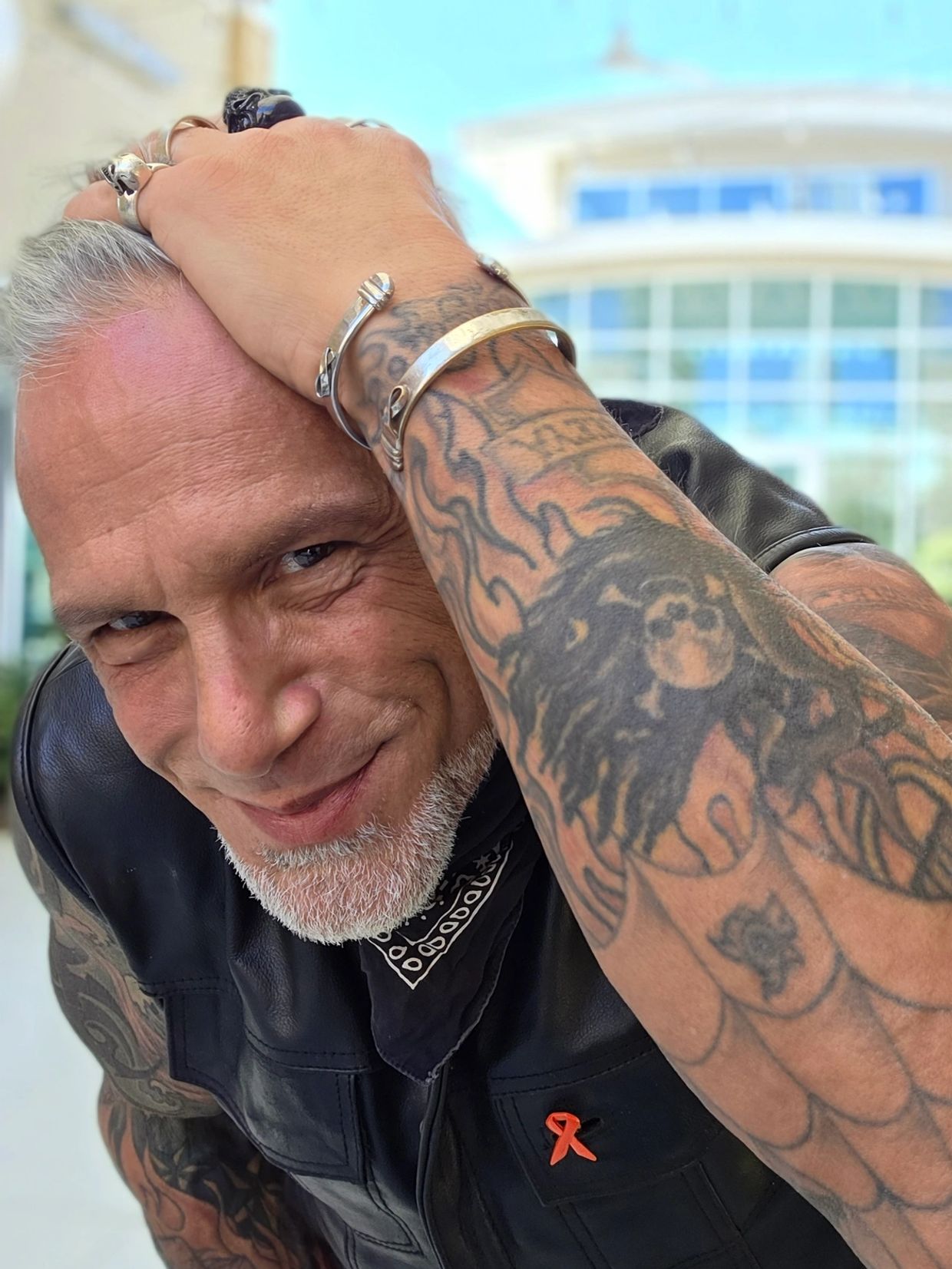 Photos of HIV/AIDS survivor Bob Bowers  One Tough Pirate exercising Planet Fitness in Houston, Texas