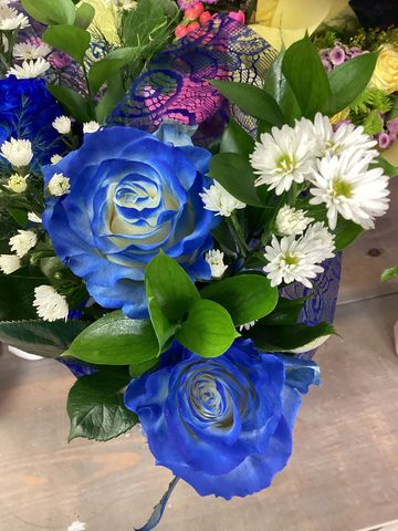 Blue tipped roses.