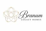Elegant logo for Branum Legacy Homes featuring a gold geometric design.