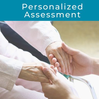Close-up of hands showing care during a personalized assessment.
