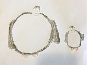 Children's drawing on penguins