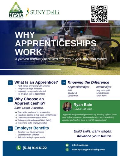 Promoting apprenticeships in golf, turf, and trades for skilled careers.