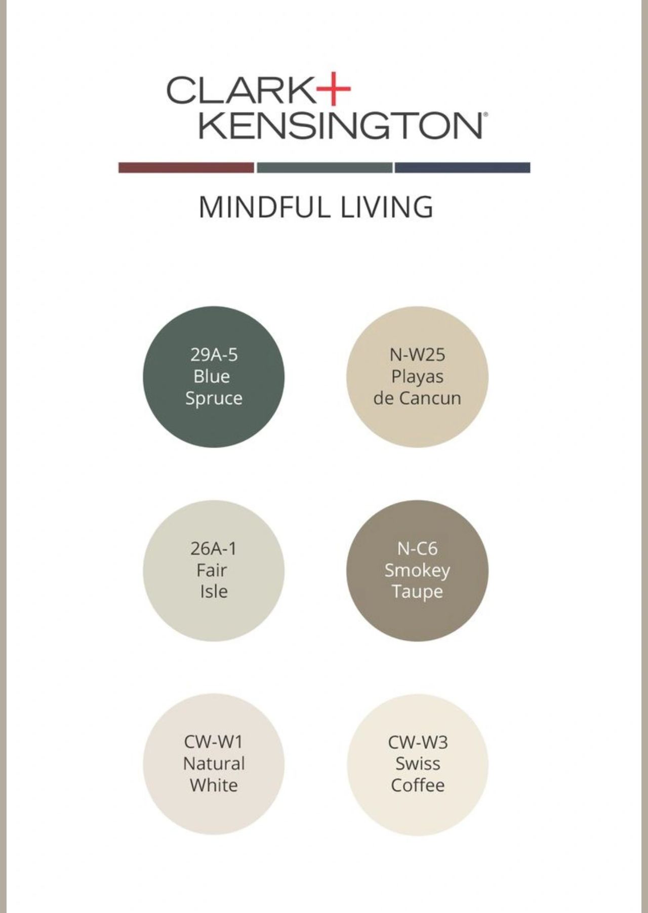Clark+Kensington Mindful Living Paint Color Palette. Clark+Kensington Mindful Living Paint Color Palette.