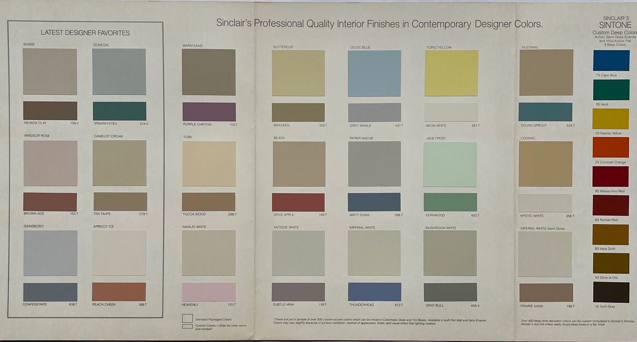 1984 Sinclair Paint Interior Paint Colors. 1984 Sinclair Paint Interior Paint Colors.