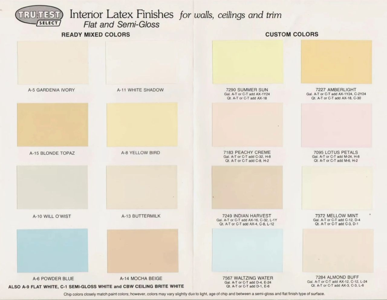 1981 Tru Test Interior House Paint Color Chart. 1981 Tru Test Interior House Paint Color Chart.
