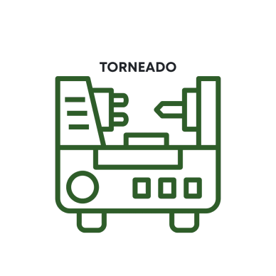 Illustration of a green lathe machine icon on transparent background.