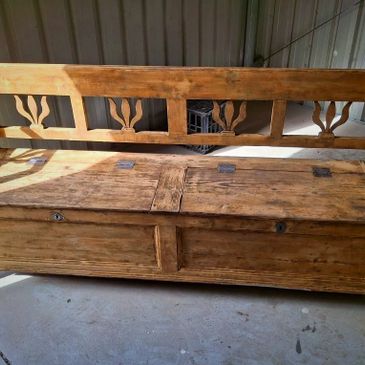 antique wooden bench restored