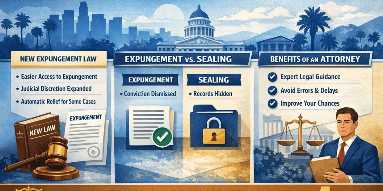 Infographic on expungement and record clearing benefits in California.