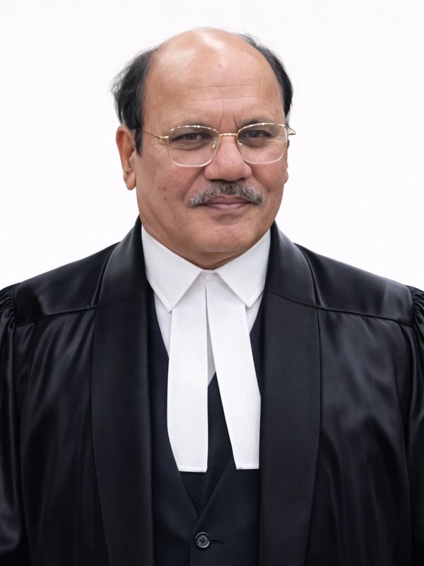 Man in black judicial robe and white neckband, posing confidently.