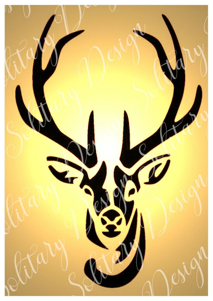 Shabby Chic craft Stencil Stag deer head Vintage (A4) wall furniture Design  12