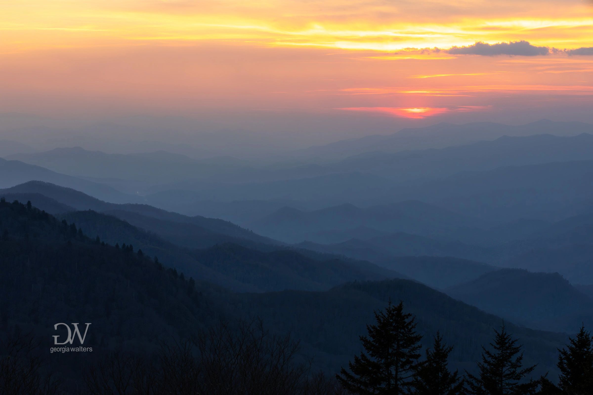 a stunning mountainscape sunset at Waterrock Knob just off the Blue Ridge Parkway