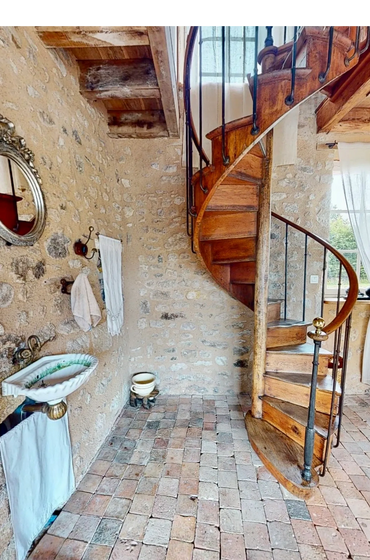 Staircase in the Garden Cottage of the Château de La Motte-Feuilly