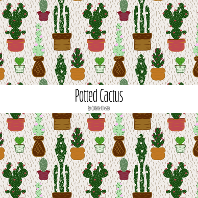 Potted cactus surface pattern design collection. Seamless pattern files for stationary, fabric and w