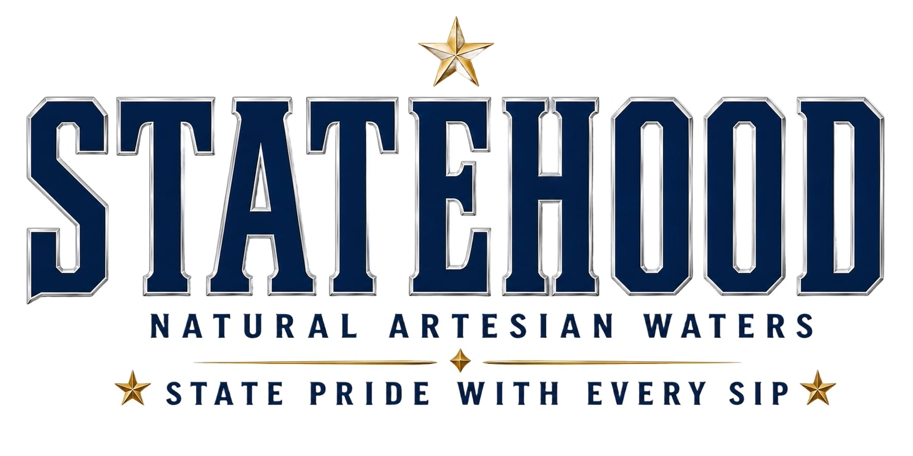 STATEHOOD Waters logo – natural artesian water and State Pride With Every Sip