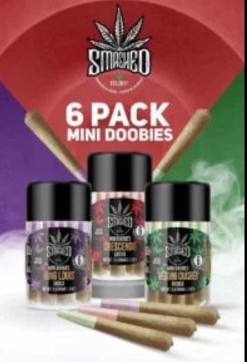 NEW PRODUCT: SMASHED 6-PACK.5G MINI DOOBIES LIQUID DIAMONDS INFUSED KIEF COVERED INDICA, SATIVA AND 