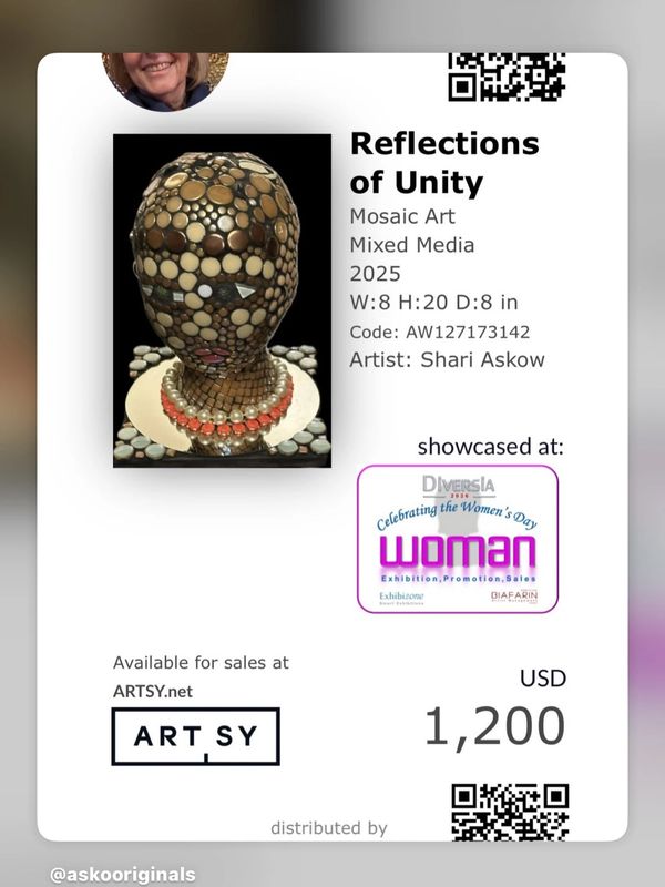 Reflections of Unity is a mosaic sculpture that embodies the concept of Unity. unconditionally