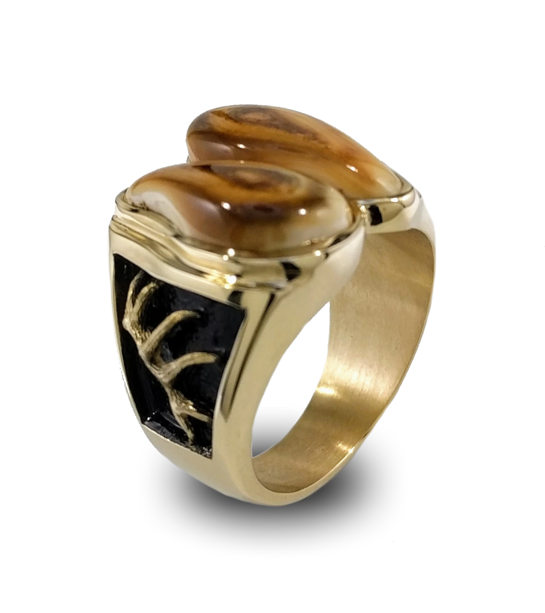 Double Ivory Ring with Inlayed Antler