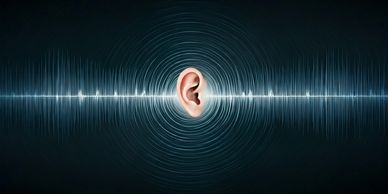 ear and sound waves coming from and to the ear