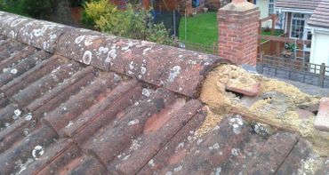 Broken roof tiles