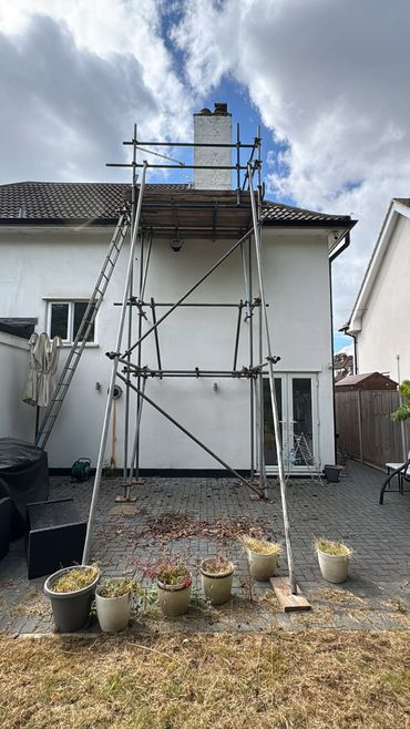 Scaffolding on house