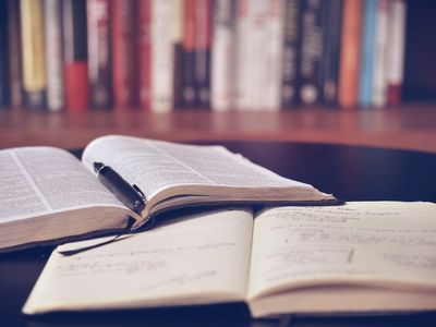 Reading books and note books for educational purposes 