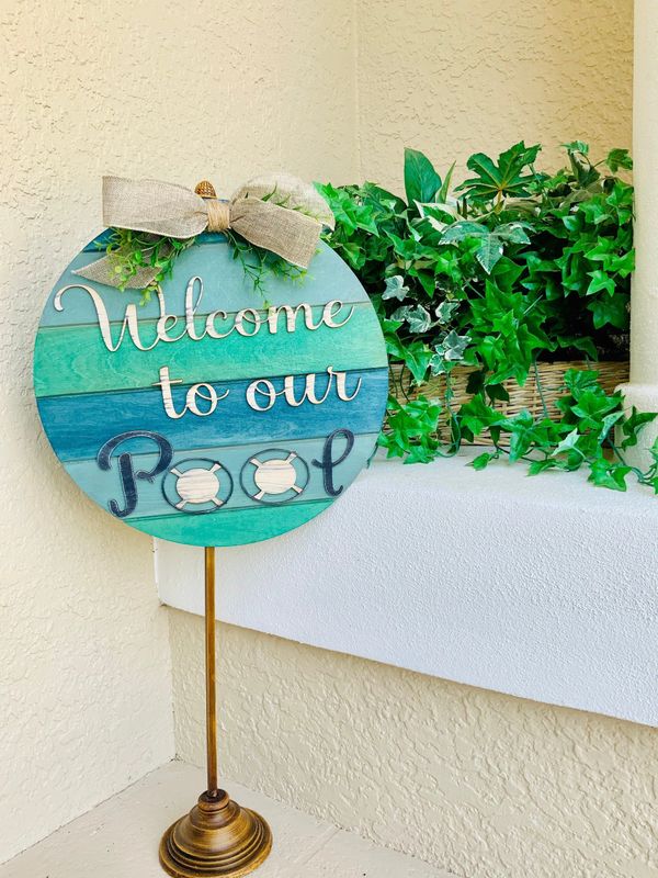 Welcome to our Pool Wood Sign