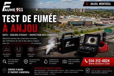 Test de fumée à Anjou | Rats, odeurs d'égout et inspection