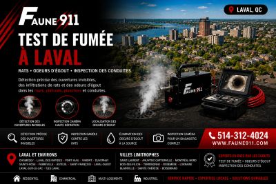 Test de fumée à Laval | Rats, odeurs d'égout et inspection